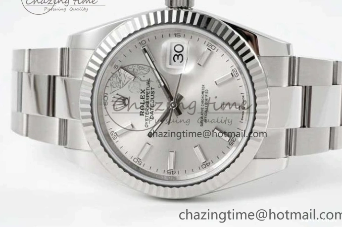 0227 DateJust 41 126334 Clean 1:1 Best Edition 904L Steel Silver Stick Dial on Oyster Bracelet VR Modern 2434